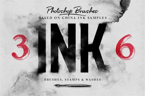 墨水ps笔刷 Ink Brushes Photoshop versio