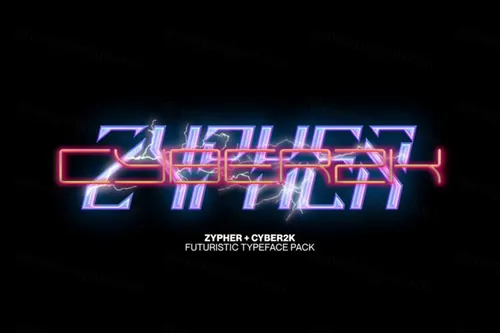 潮流未来派酸性艺术赛博朋克街头潮牌夜店电音设计英文字体 Fu