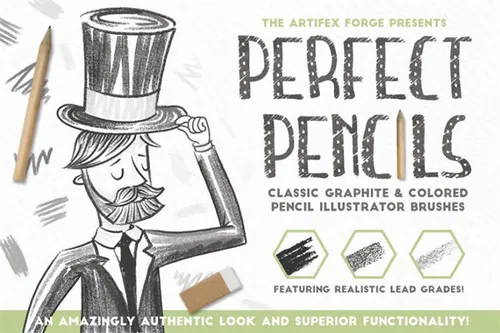 常见铅笔型号笔画AI笔刷 Perfect Pencils Brush