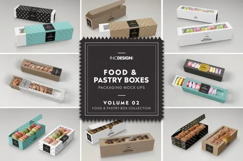 高品质高端食品糕点包装样机模型 food-pastry-boxes-vol-2-packaging-mockups