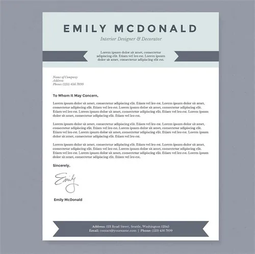 海洋蓝配色简历求职信模板 Sea-Blue-Resume-Template-Package