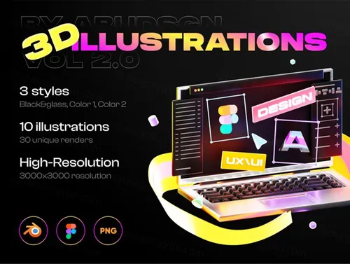 三维渲染平面网页UI设计前端后端营销时间管理主题插画素材 3