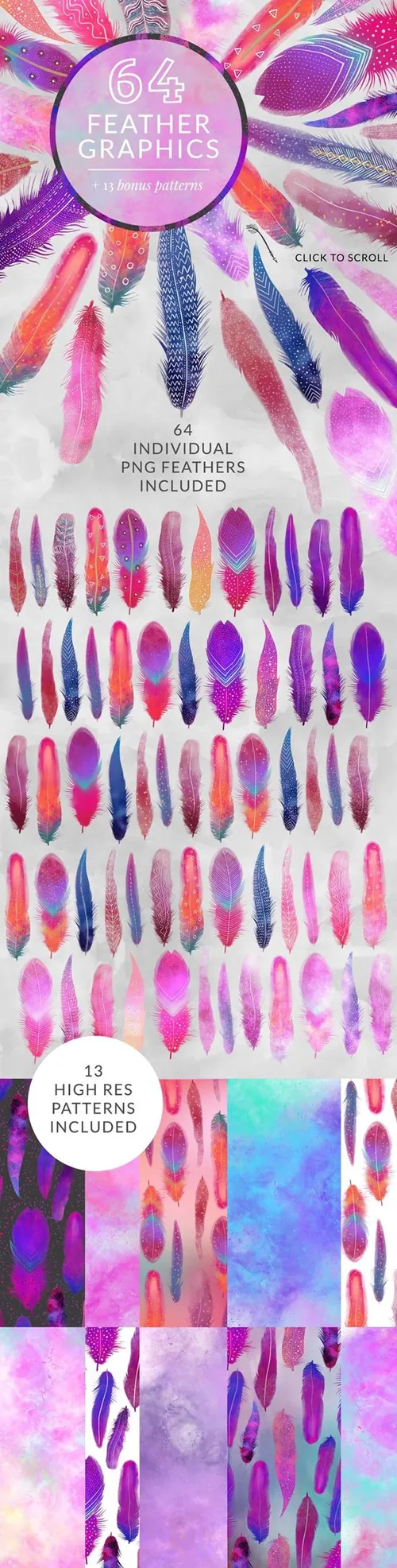 64款漂亮的羽毛PNG高清免扣素材合集包 Feather G