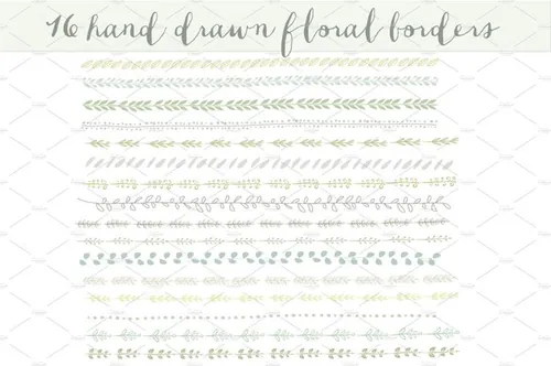 手绘花边设计素材hand drawn floral borders