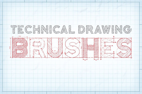 时尚高端手绘草图质感的技术绘图AI笔刷
