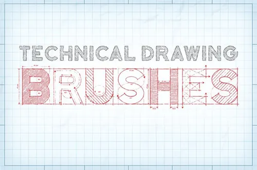 时尚高端手绘草图质感的技术绘图AI笔刷