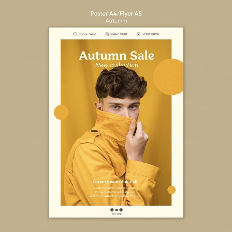 秋季高端男女装促销宣传单海报设计PSD模板素材 Autumn sale new arrivals