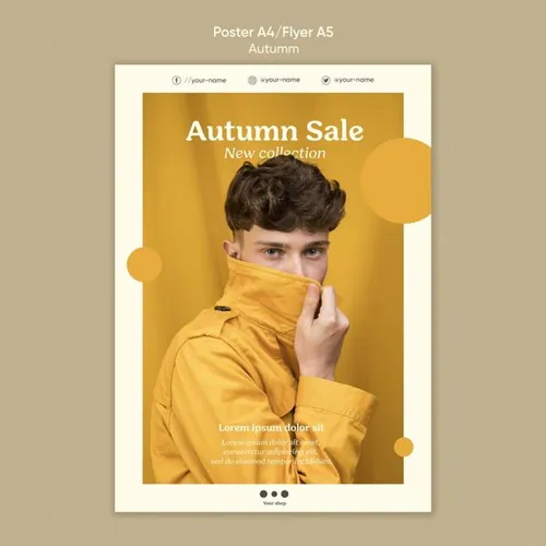 秋季高端男女装促销宣传单海报设计PSD模板素材 Autumn sale new arrivals