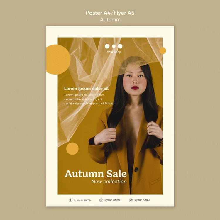 秋季高端男女装促销宣传单海报设计PSD模板素材 Autumn sale new arrivals