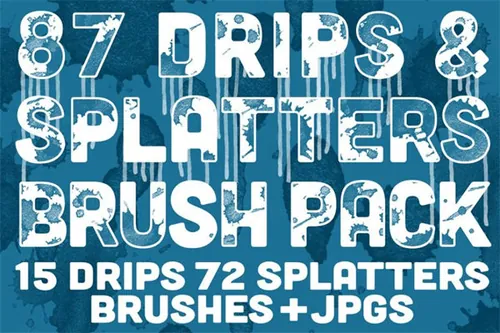 滴水和飞溅PS笔刷包 Drips Splatters Brush Pa