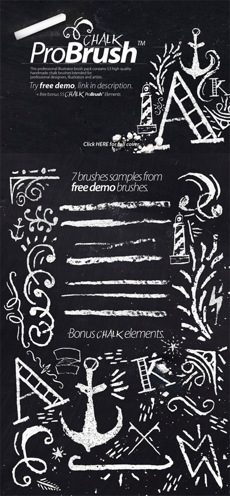 粉笔效果的笔刷素材 Roller Paint Brush  Bonus