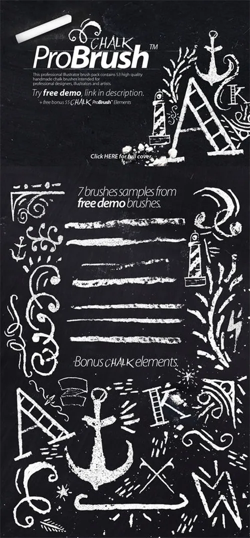 粉笔效果的笔刷素材 Roller Paint Brush  Bonus