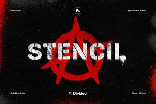 潮流街头涂鸦喷涂喷漆效果智能对象PSD模板素材 Divide