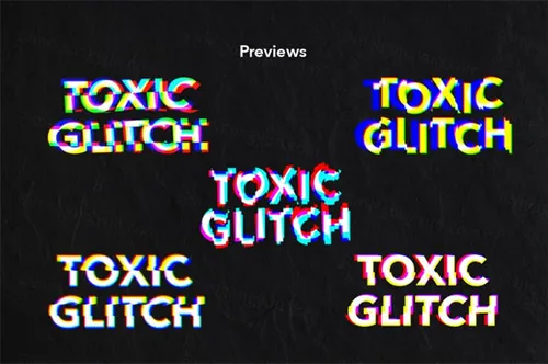 迷幻的信号错乱故障艺术PS动作插件素材 Toxic Potion Gl