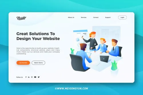 网页设计讨论UI头部设计模板Source Colorful Hero