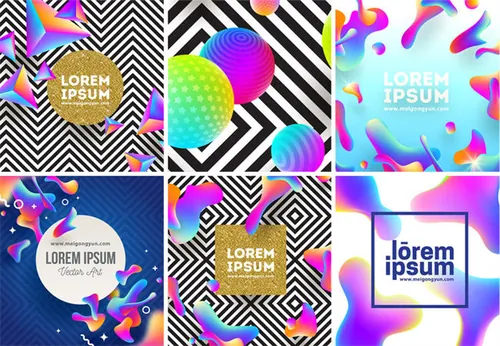 17张时尚渐变炫彩矢量海报Banner