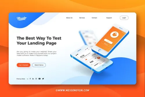 测试登录页UI头部设计模板Source Colorful Hero H