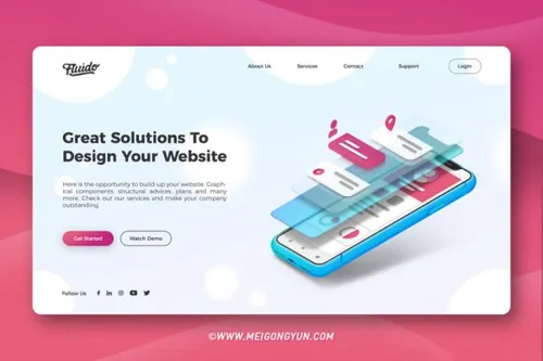 创造解决方案网页UI头部设计模板Source Colorful Her
