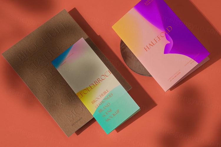 折页宣传单小册子设计展示样机PSD模板 Brochure Psd Stationery Brand Mockup