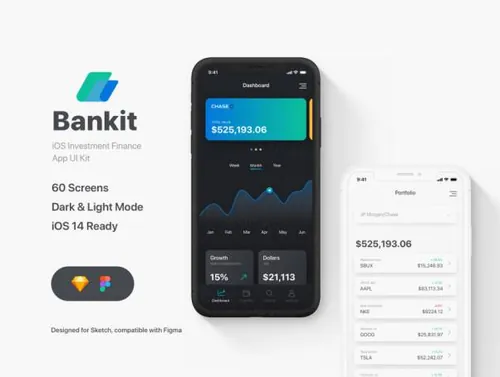 财务理财产品移动APP界面设计UI素材 Bankit Finance