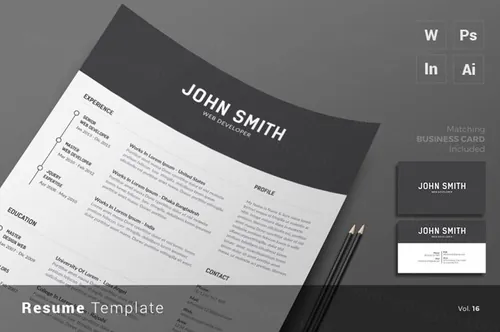 优雅简约的商务简历名片多格式通用模板素材 Resume/CV