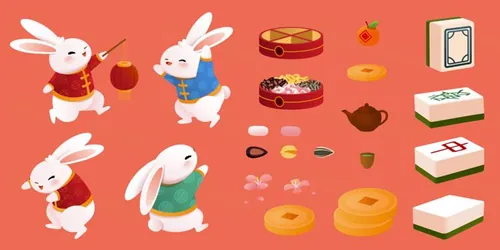 2023年中国新年生肖兔年传统设计装饰元素矢量素材合辑