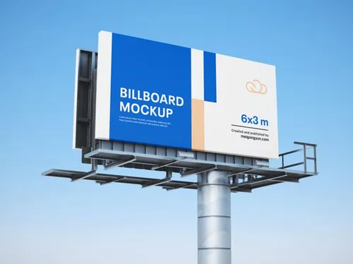 马路高速公路广告牌高炮设计贴图展示样机模版 Billboard mockup