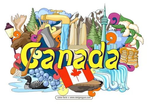 手绘涂鸦世界国家城市加拿大特色建筑矢量元素Canada 04