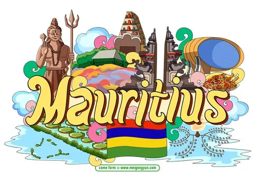手绘涂鸦世界国家城市毛里求斯特色建筑矢量元素Mauritius 09