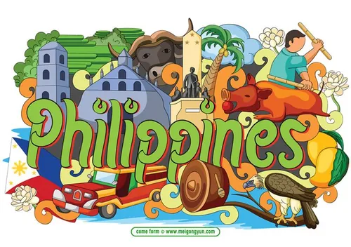 手绘涂鸦世界国家城市菲律宾特色建筑矢量元素Philippines 11