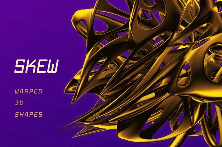 105个扭曲异形金属3D形状抽象素材 Skew: 105 W