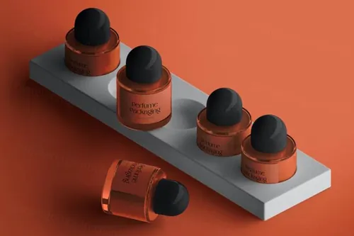 高质量香水化妆品包装设计贴图展示样机模板 Isometric