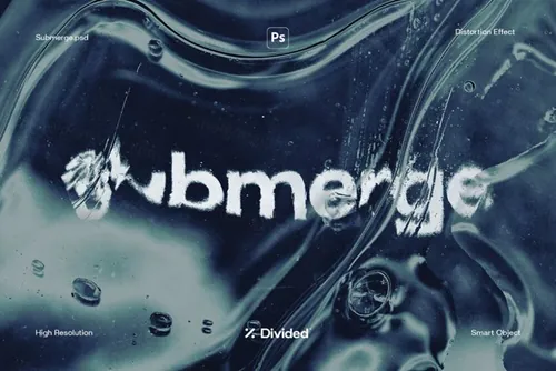 潮流迷幻图像文字失真模糊扭曲特效PSD模板素材 Divide