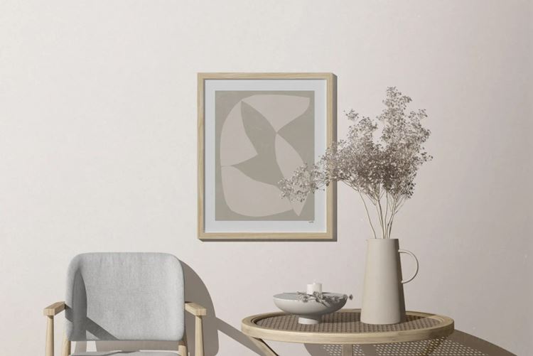 艺术画框贴图展示装饰花瓶简约场景样机模板 Minimalistic Scene With Frame Mockup