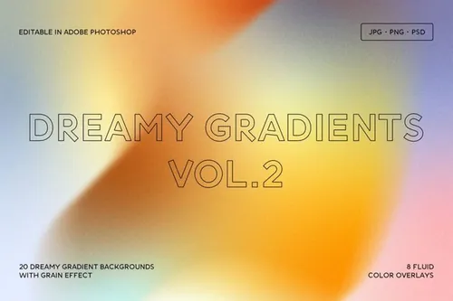 炫彩噪点颗粒肌理渐变模糊抽象海报背景素材 Dreamy Gr