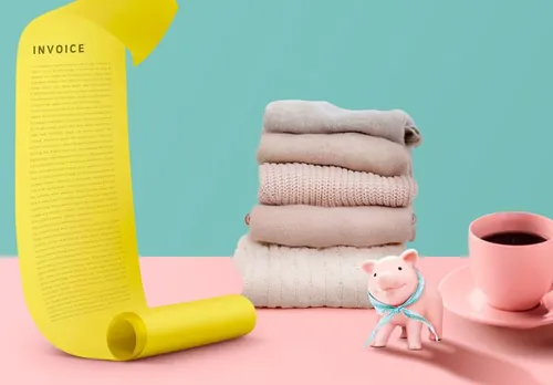 2019年最新粉红色品牌VI场景海报设计元素【账单、毛巾、咖啡杯、小猪】