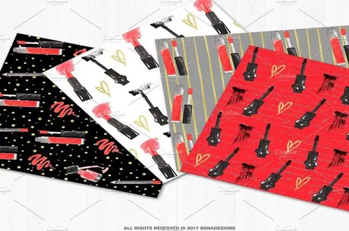 手绘化妆品女性时尚元素背景纹理