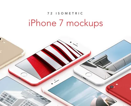 iPhone7手机贴图样机PSD模板72 iso metric iPhone7 Mockups