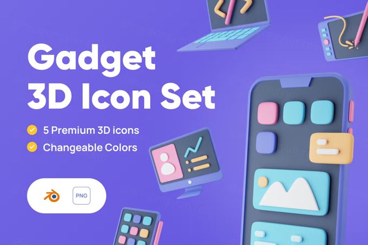 程序开发界面设计鼠绘板3D插画图标素材合辑 Gadget 3