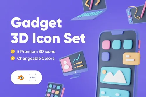 程序开发界面设计鼠绘板3D插画图标素材合辑 Gadget 3