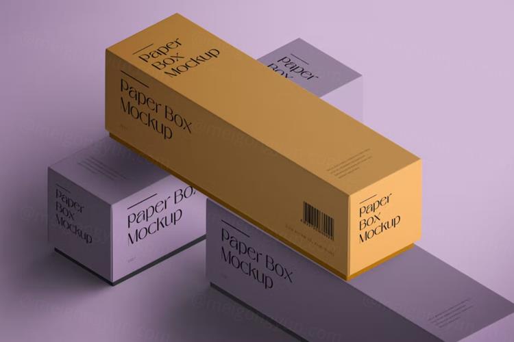 高质量纸盒品牌包装设计提案展示样机PSD模板 Isometr