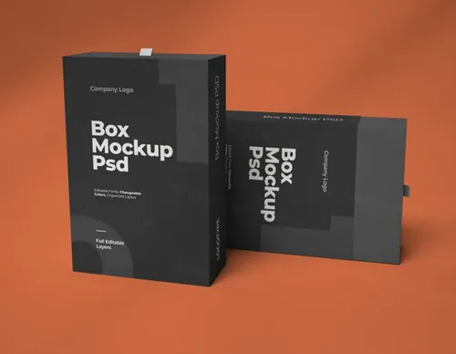 长方形滑盖盒子包装设计提案样机模板 Mockups of wide and narrow slide boxes