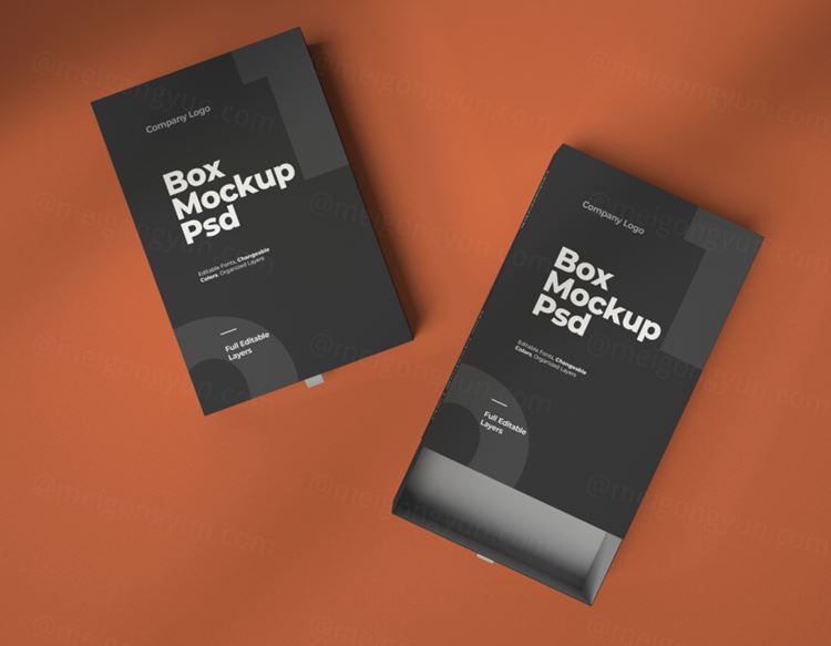 长方形滑盖盒子包装设计提案样机模板 Mockups of wide and narrow slide boxes