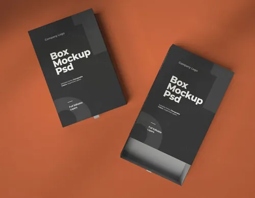 长方形滑盖盒子包装设计提案样机模板 Mockups of wide and narrow slide boxes