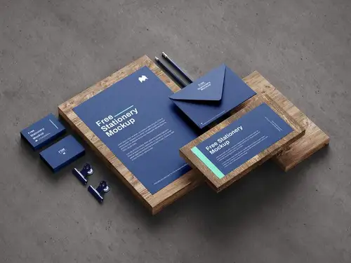 高品质木质混凝土品牌VI设计提案样机PSD模板 Stationery mockup 样机模