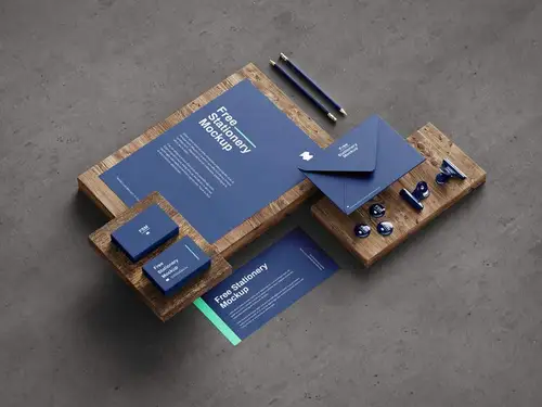 高品质木质混凝土品牌VI设计提案样机PSD模板 Stationery mockup 样机模