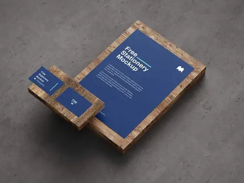 高品质木质混凝土品牌VI设计提案样机PSD模板 Stationery mockup 样机模