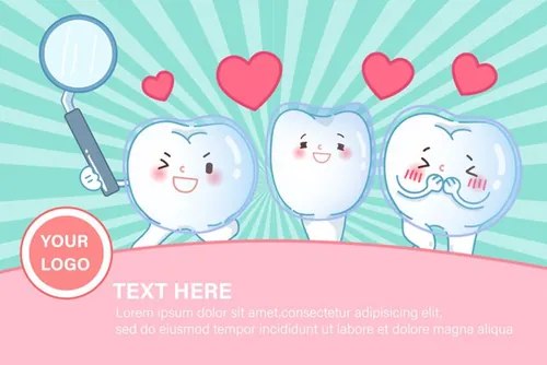 保护清洁保养牙齿卫生可爱宣传插画海报EPS矢量插画素材