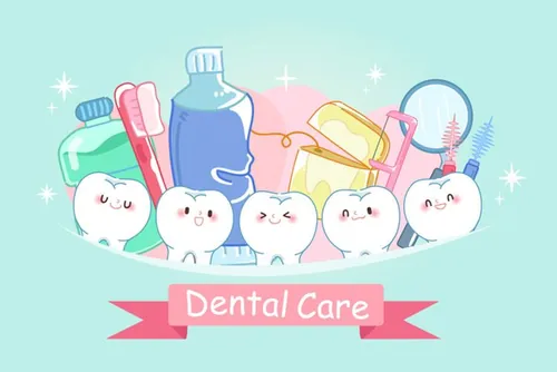 保护清洁保养牙齿卫生可爱宣传插画海报EPS矢量插画素材