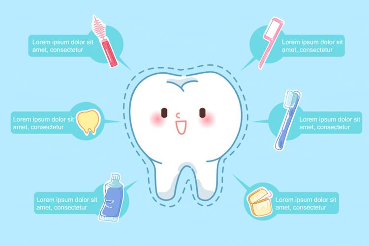 保护清洁保养牙齿卫生可爱宣传插画海报EPS矢量插画素材